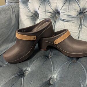 Crocs  Dark Brown Clog Mules with Tan Strap